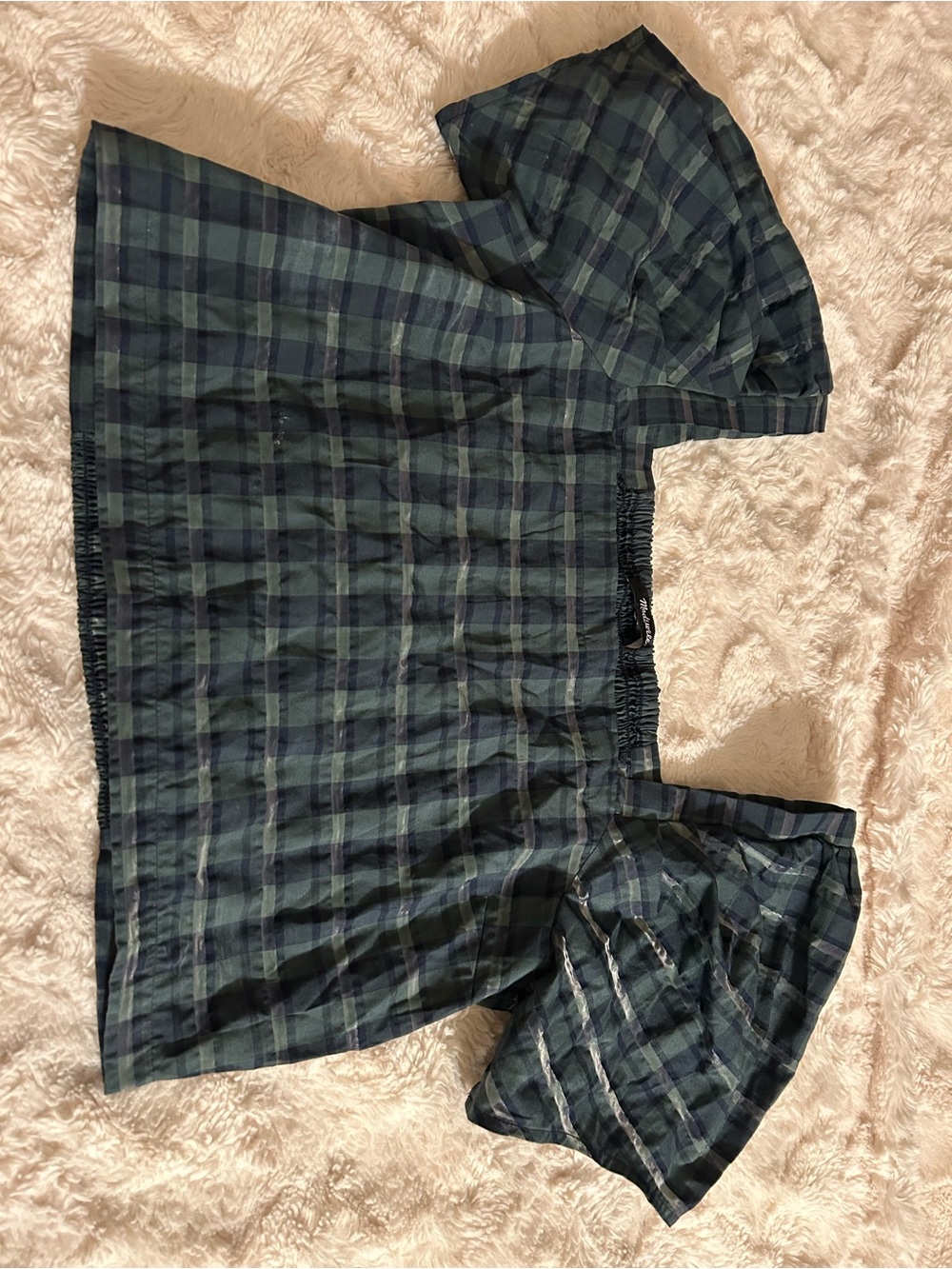 Madewell Green and Navy Plaid Top
